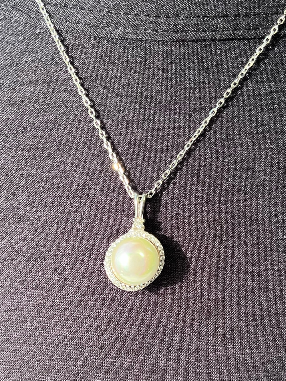 Majorica 1890 925 Sterling Silver Pearl Halo Necklace